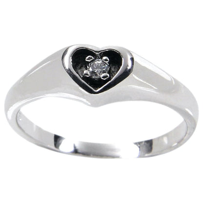 Sterling Silver Antique Style Carved Out Heart Ring