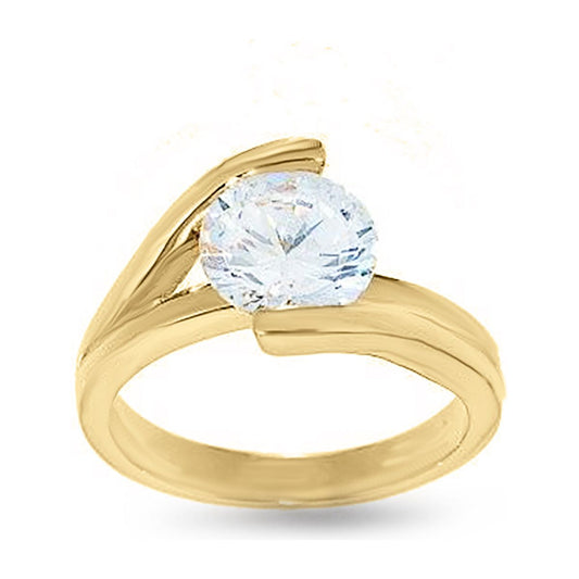 Brilliant Round Twist-Set Solitaire Gold Engagement Style Ring