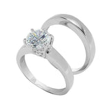 Large 6-Prong Round Solitaire Wedding Set Style Rings
