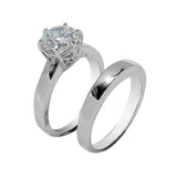 Large 6-Prong Round Solitaire Wedding Set Style Rings