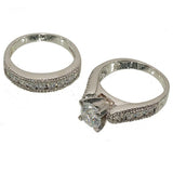 Designer Two-Piece Wedding Set High Mount Solitaire Ring