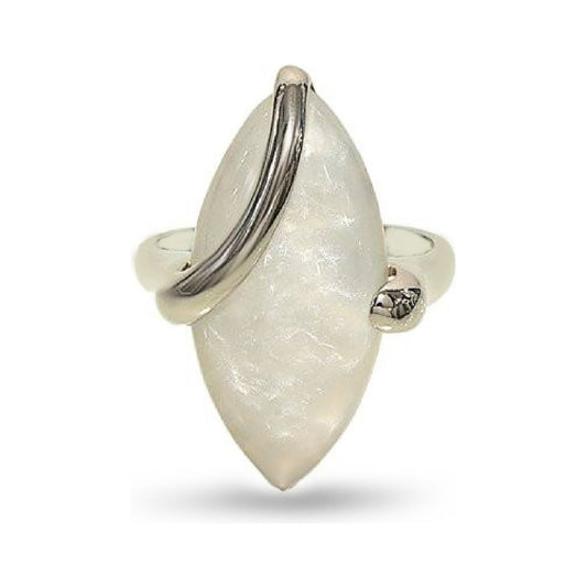 Modern Swirl Cabochon Mother of Pearl Statement Ring