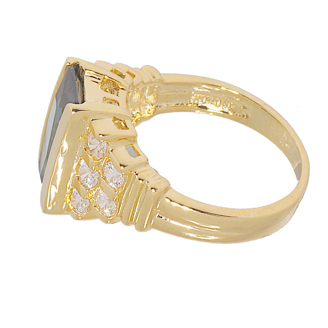 Art Deco Dusty Blue Gold Statement Ring