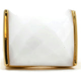 Flashy Rectangular Large White Center Stone Ring