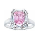 Beautiful Polished Emerald Cut Pink Stone Baguette Ring