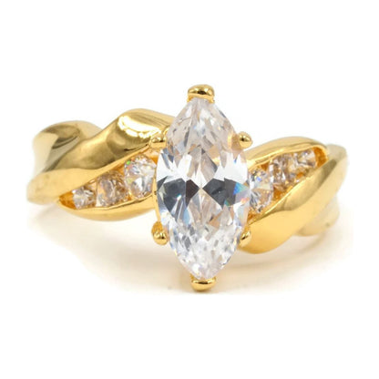 Large Marquise Solitaire Twist Channel Statement Ring