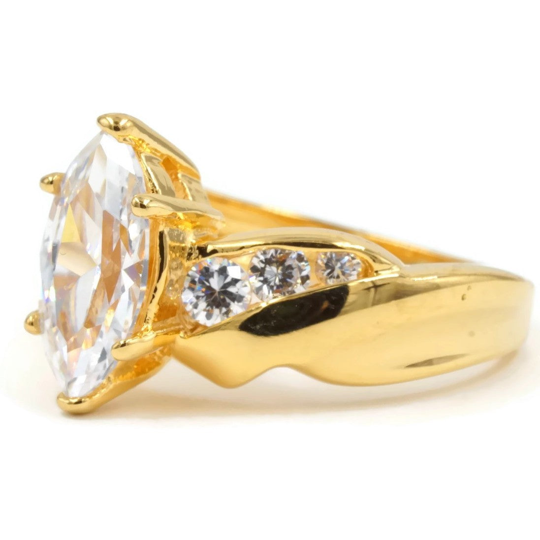 Large Marquise Solitaire Twist Channel Statement Ring