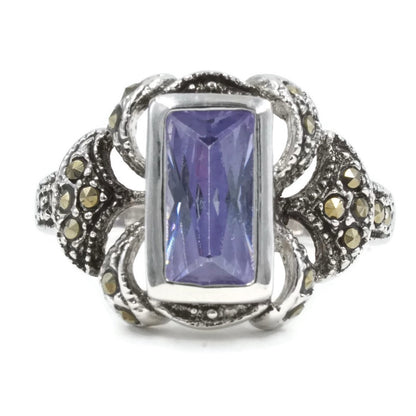 Fleur-De-Lis Lavender Marcasite Ring