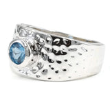 Contemporary Wide Hammered Bezel Set Band Ring