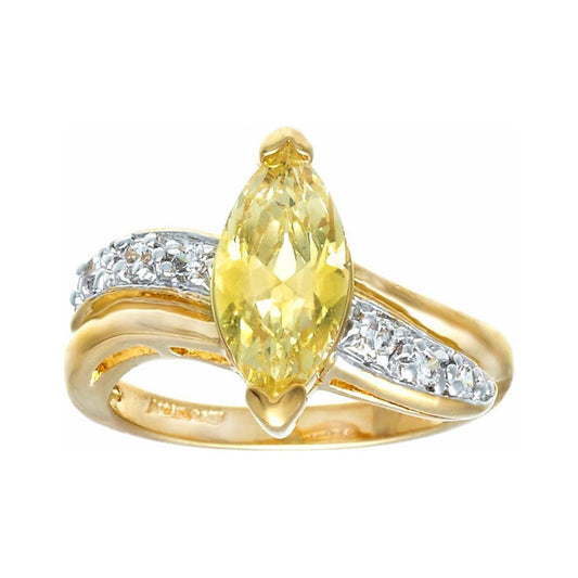 Updated Classic Solitaire Marquise Pale Yellow Statement Ring