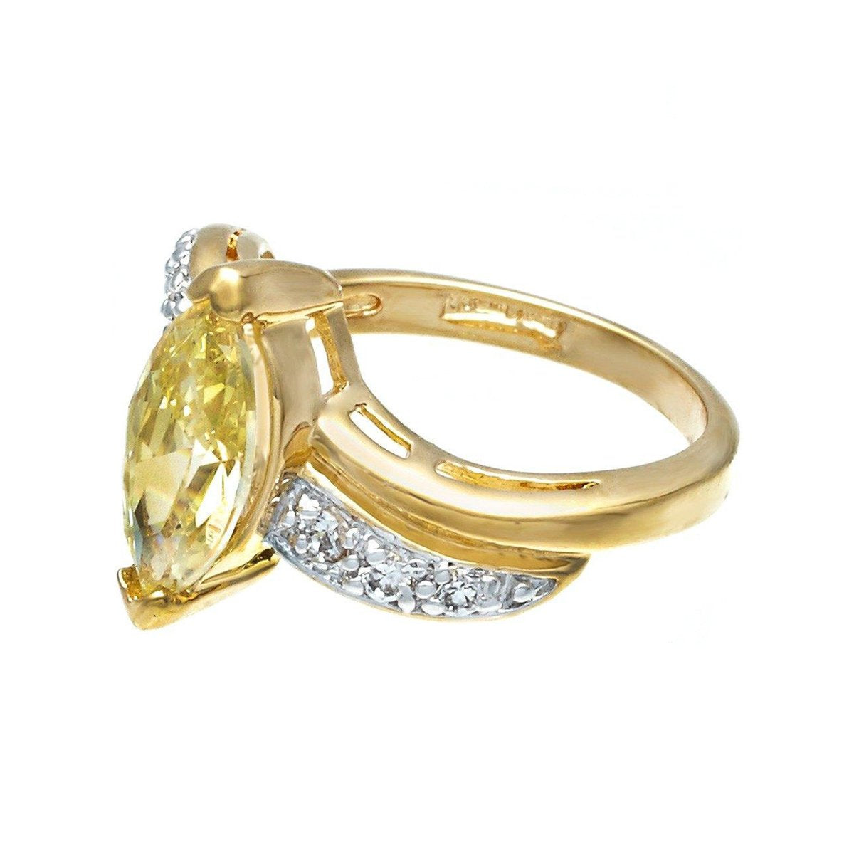 Classic Solitaire Marquise Yellow Stone Statement Ring