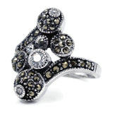 Marcasite Crystal Ball Antique Finish Ring