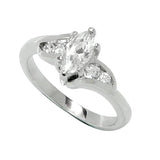 Marquise Cut 6-Prong Set Offset Tiny Stones Ring