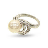 10mm Lustrous Faux Pearl Scroll Around Center Ring