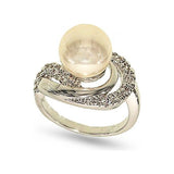 10mm Lustrous Faux Pearl Scroll Around Center Ring