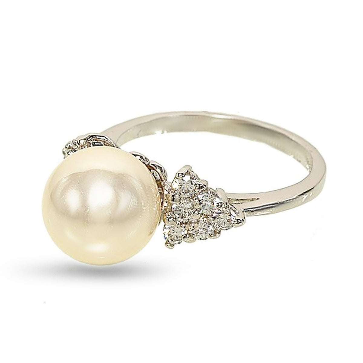 Triangle Flank Faux 10mm Pearl Statement Ring