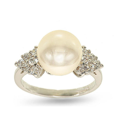 Triangle Flank Faux 10mm Pearl Statement Ring