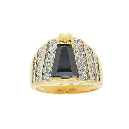Fancy Cut Black Stone Angled Statement Ring