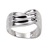 Asymmetrical Sterling Ridged Chevron Band Ring