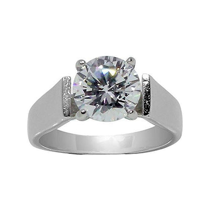 Large Round Floating Prong-Set Classic Wide Band Ring