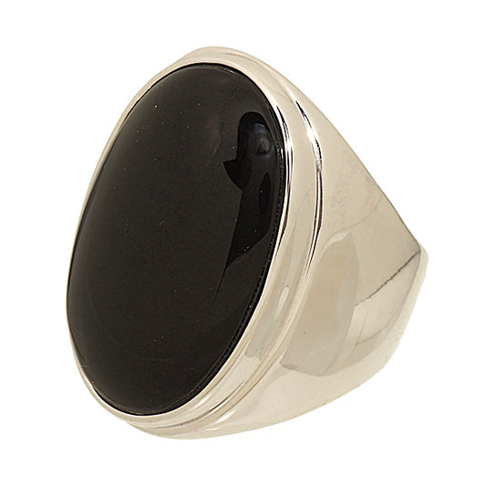 Large Black Polished Onyx Fashion Ring