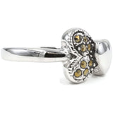 Double Heart Genuine Marcasite Ring