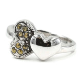 Double Heart Genuine Marcasite Ring