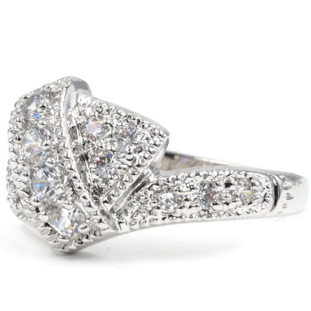Contemporary Pave-Set Asymmetrical Band Statement Ring