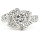 Contemporary Pave Set Asymmetrical Band Fashion Ring