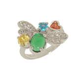 Abstract Exclusive Dragonfly Multi Color Clear Stones Ring