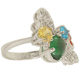 Abstract Exclusive Dragonfly Multi Color Clear Stones Ring
