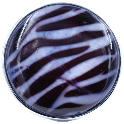 Zebra Button Mother of Pearl Black Ring