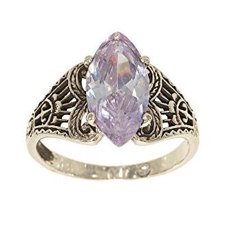 Filigree Marquise Lavender Stone Antique Style Setting Ring