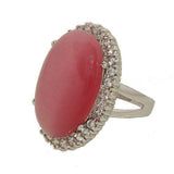 Dusty Pink Handset Cat Eye Big Single Stone Ring