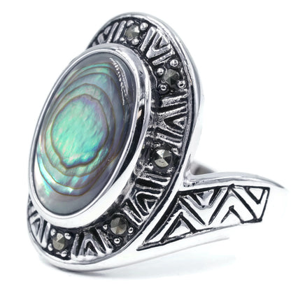 Aztec Abalone Marcasite Ring