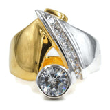 Bezel Set Cubic Zirconia Wrap Ring in Contemporary Two Tone Setting