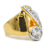 Bezel Set Cubic Zirconia Wrap Ring in Contemporary Two Tone Setting