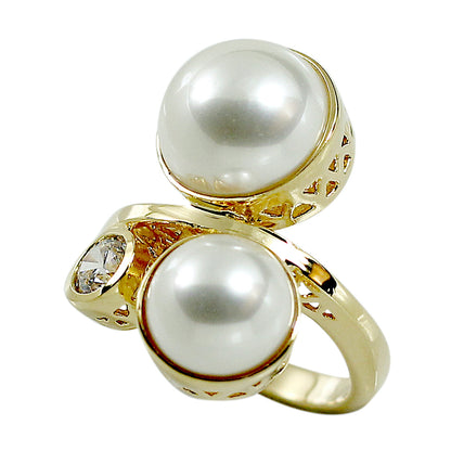 Double Cabochon Pearl 14K Statement Ring