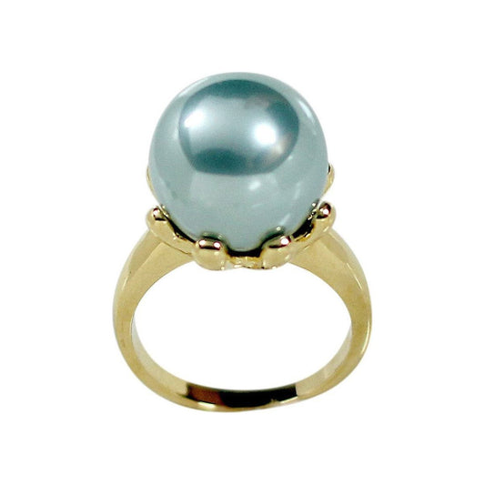 Teal Pearl 14K Gold Prong-Set Cocktail Ring