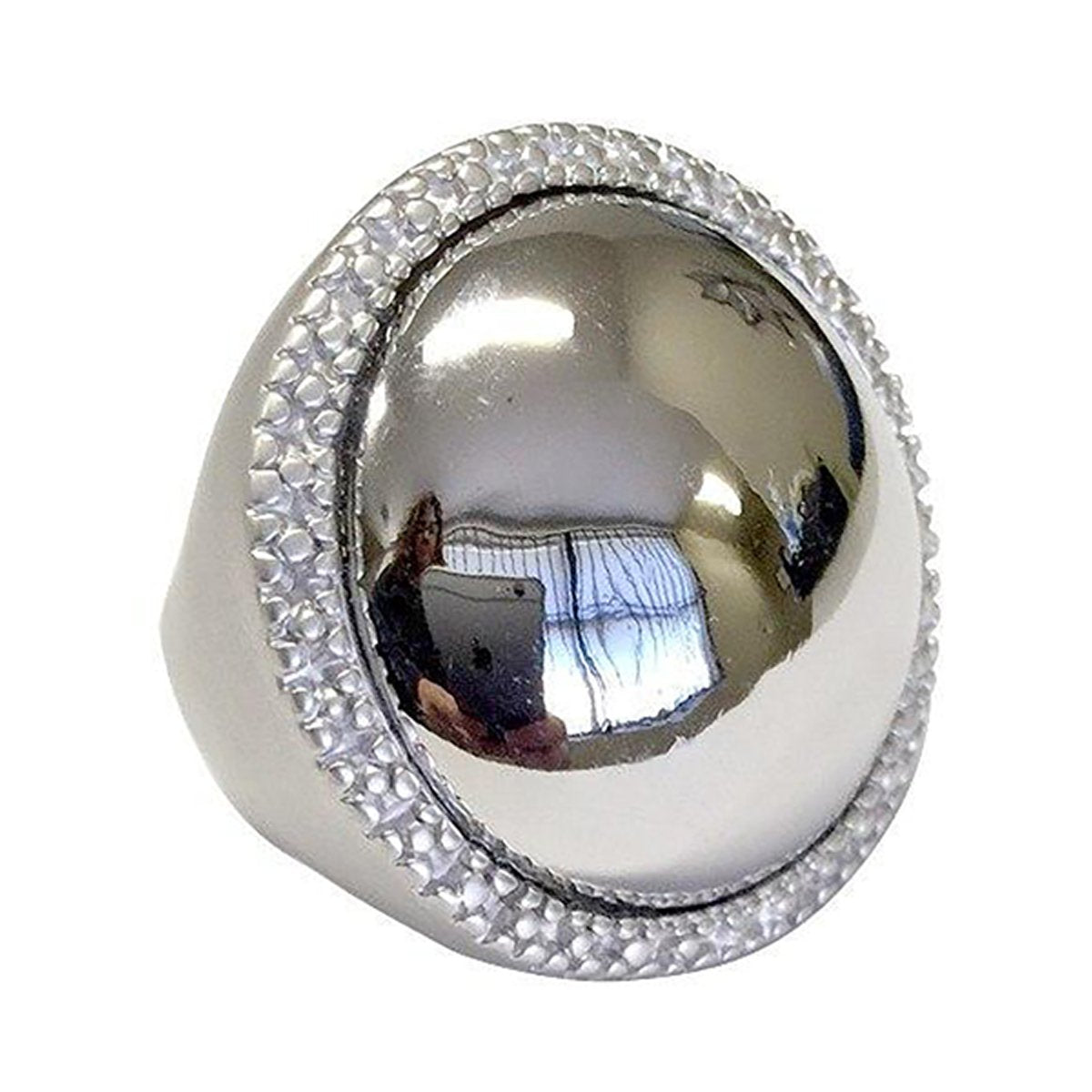 Futuristic Dome Shiny-Matte Silver Ring