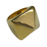 Wide Trendy Pyramid Gold Tone Fashion Ring