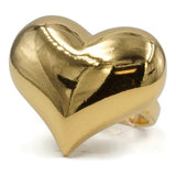 Solid Large Puff Heart Gold Tone Ring