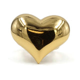 Solid Large Puff Heart Gold Tone Ring