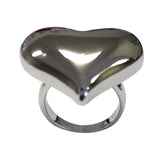 Solid Large Puff Heart Silvertone Ring