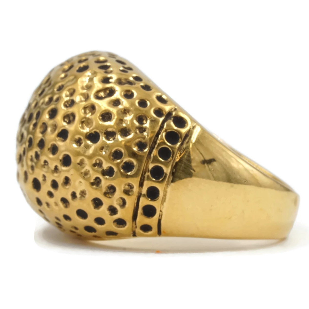 Hammered Dome 14K Gold Antiqued Ring