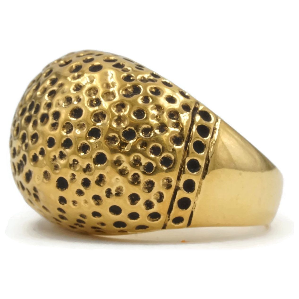 Hammered Dome 14K Gold Antiqued Ring