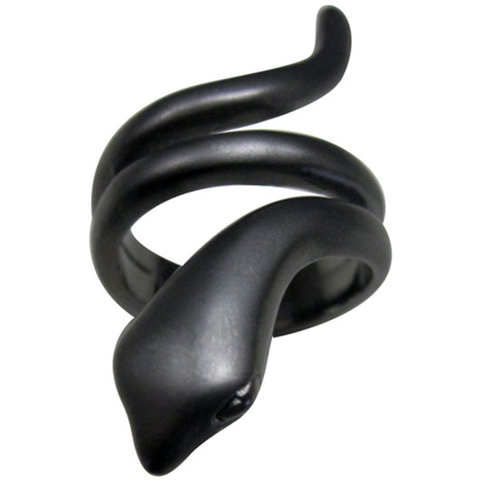 Wraparound Snake Black Matte Ring