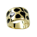 Black Gold Animal Print Wide Band Gold Black Accent Ring