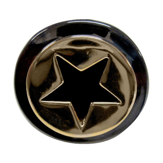 Star Stamp Two-Tone Black 14K Ring