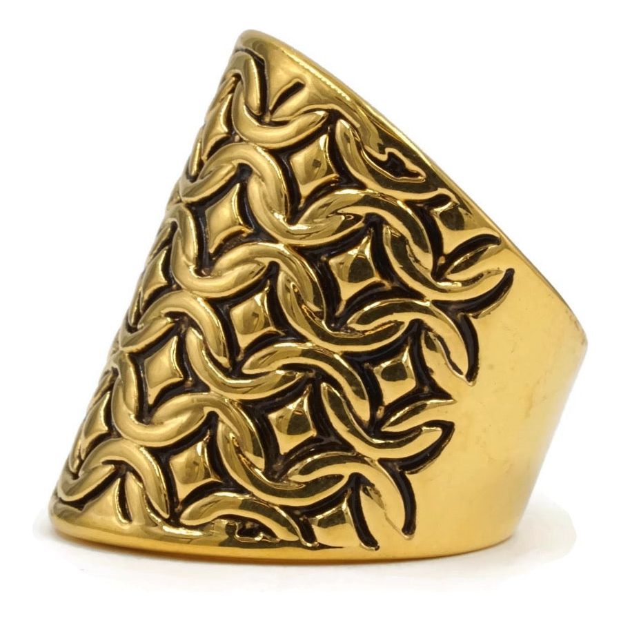 Quilted Texture 14K Gold Antique Ring
